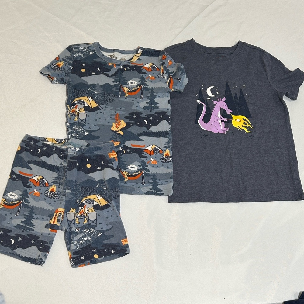 Rumi+Ryder Camping Pajama Cat&Jack T-shirt with Dragon Camping Design size 10